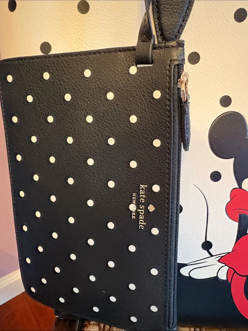 kate spade White, Black & Red Minnie Mouse Polka Dot Tote - Picture 4 of 7
